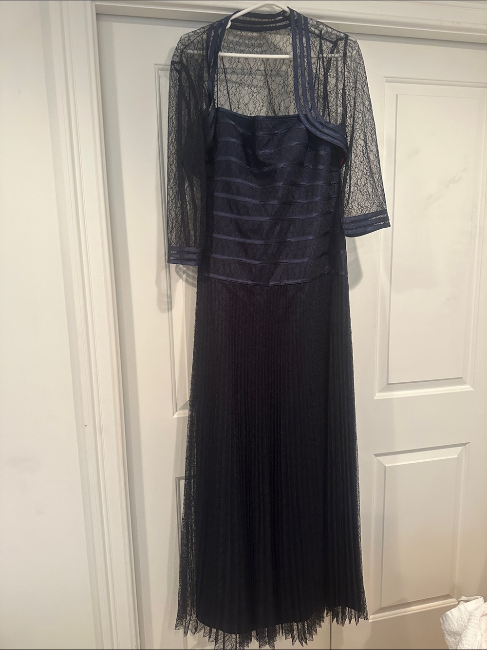 JS Collections Navy Maxi Dress with Lace Bolero